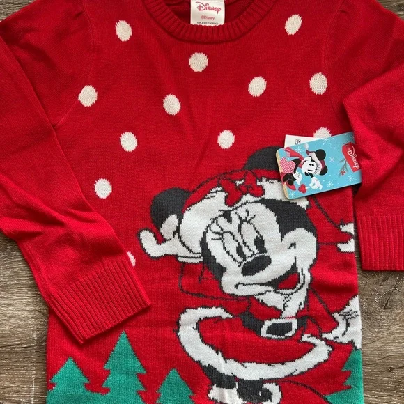 Disney Dresses | Disney Minnie Mouse Christmas Sweater Dress. Nwt. | Color: Red/White | Size: Xsg | Jss1313'S Closet